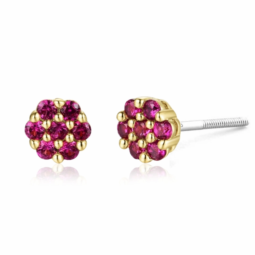 Surgical Steel Small 5mm Colored CZ Flower Stud Earrings Exquisite Item Safe Element