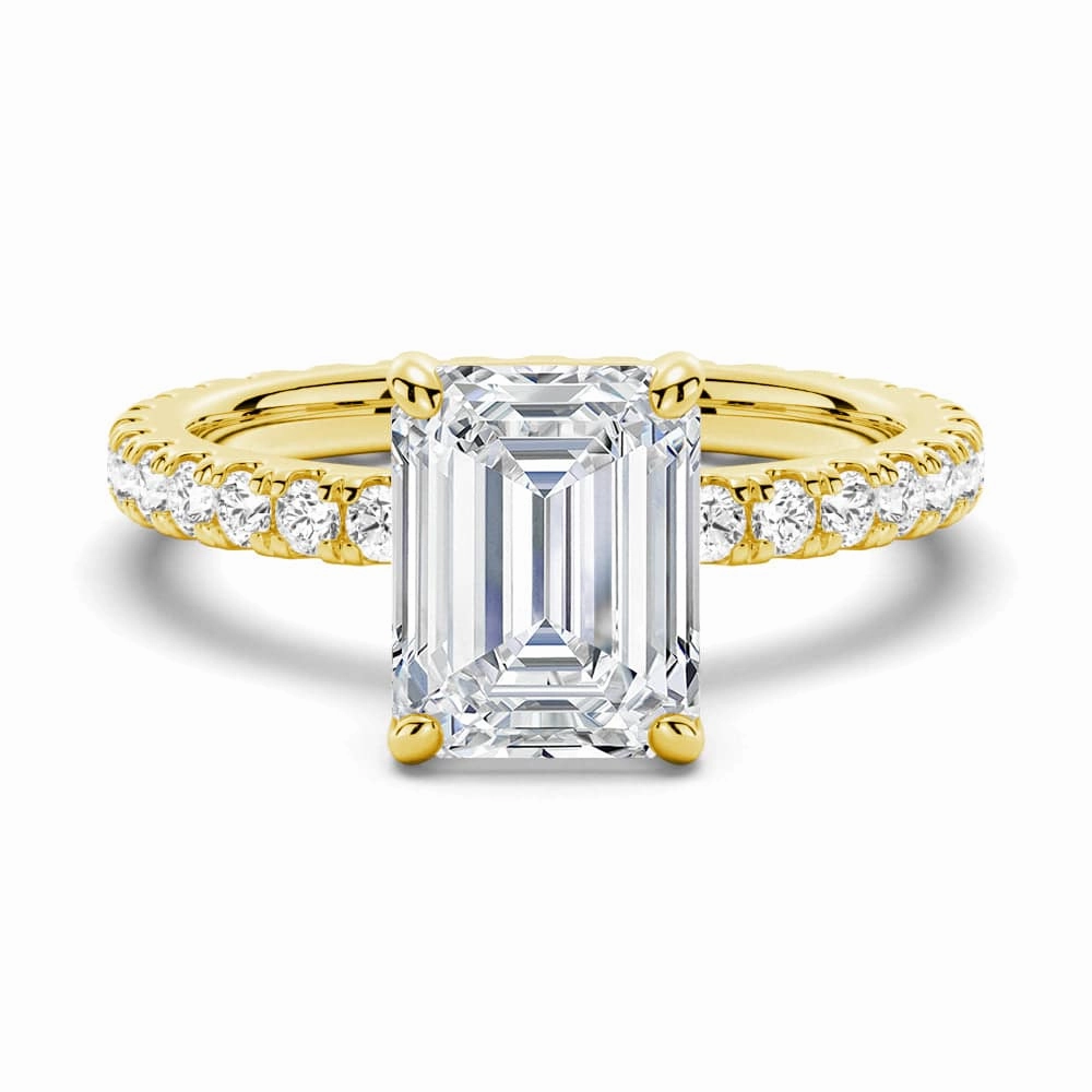 Excellent Jewelry Emerald Cut Moissanite Engagement Ring With Eternity Pave Band