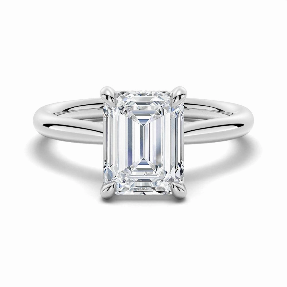Emerald Cut Moissanite Engagement Ring With Hidden Halo Creative Decoration Contemporary accessory