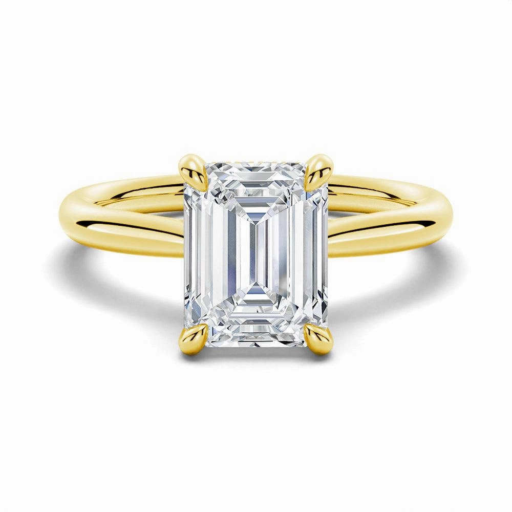 Ribbon Winner Classic Vibe Emerald Cut Moissanite Engagement Ring With Hidden Halo