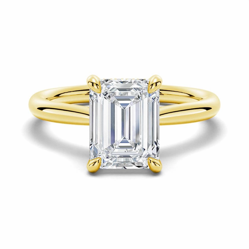 Emerald Cut Moissanite Engagement Ring With Hidden Halo Vibrant Touch High Fashion