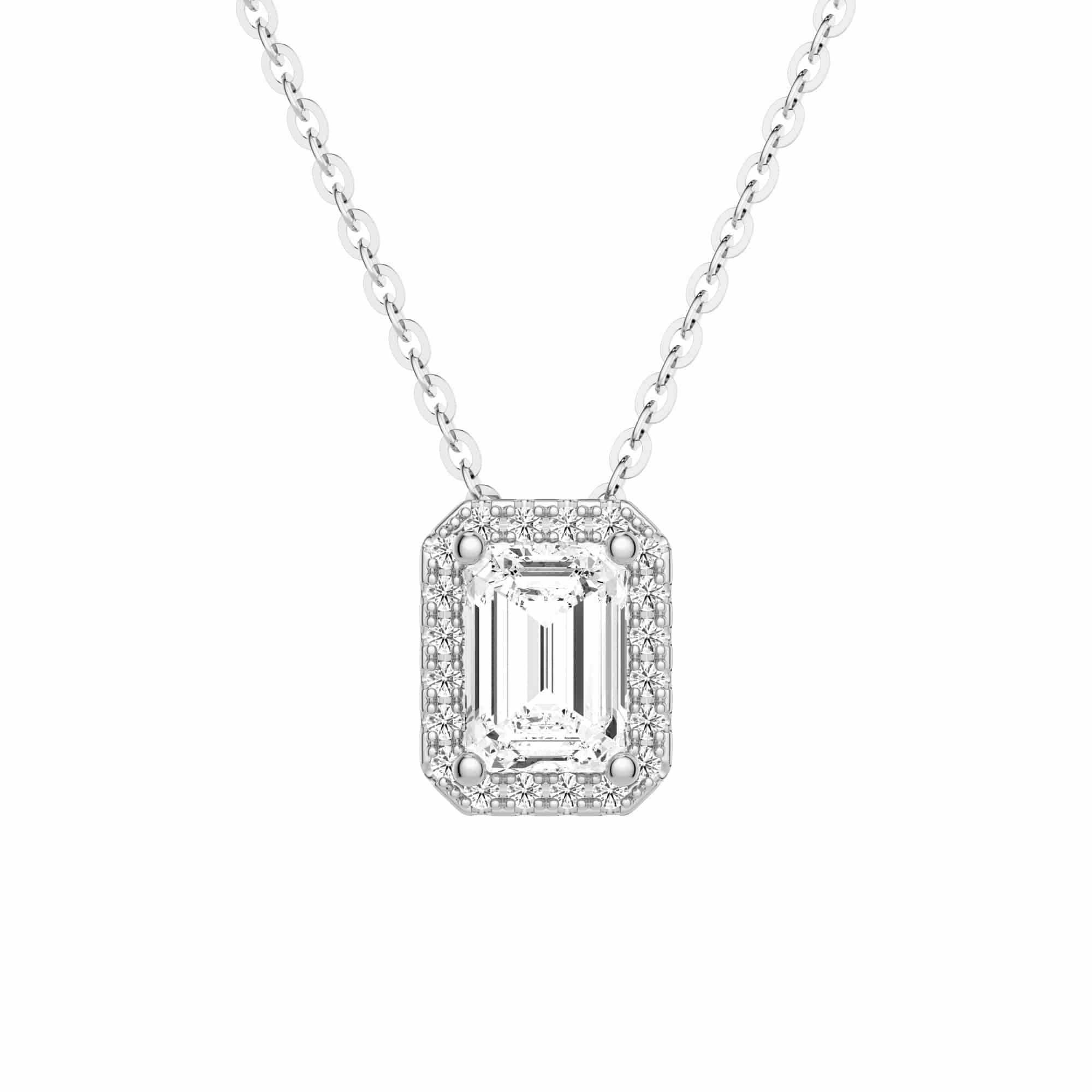 Emerald Cut Pav?? Moissanite Halo Pendant Necklace Teacher Present Luxury Life