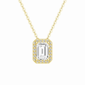 Emerald Cut Pav?? Moissanite Halo Pendant Necklace Urban Flair