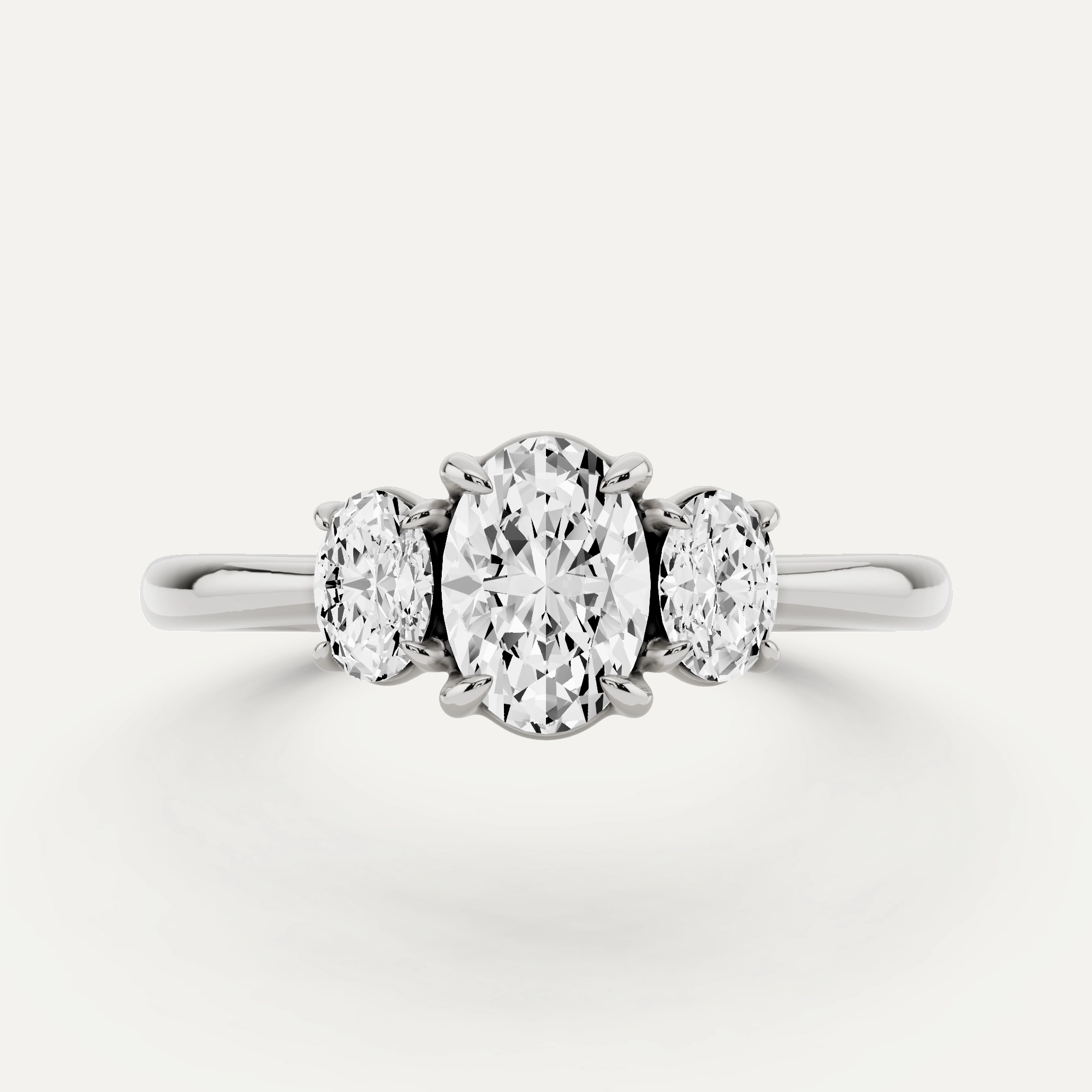 7/8 ctw Oval  Diamond Three Stone Engagement Ring Night Style