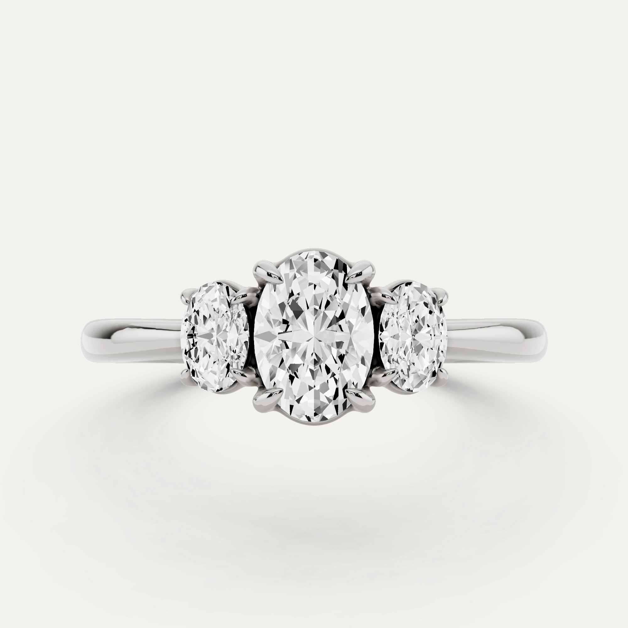 7/8 ctw Oval  Diamond Three Stone Engagement Ring Captivating Accent Engagement Accent