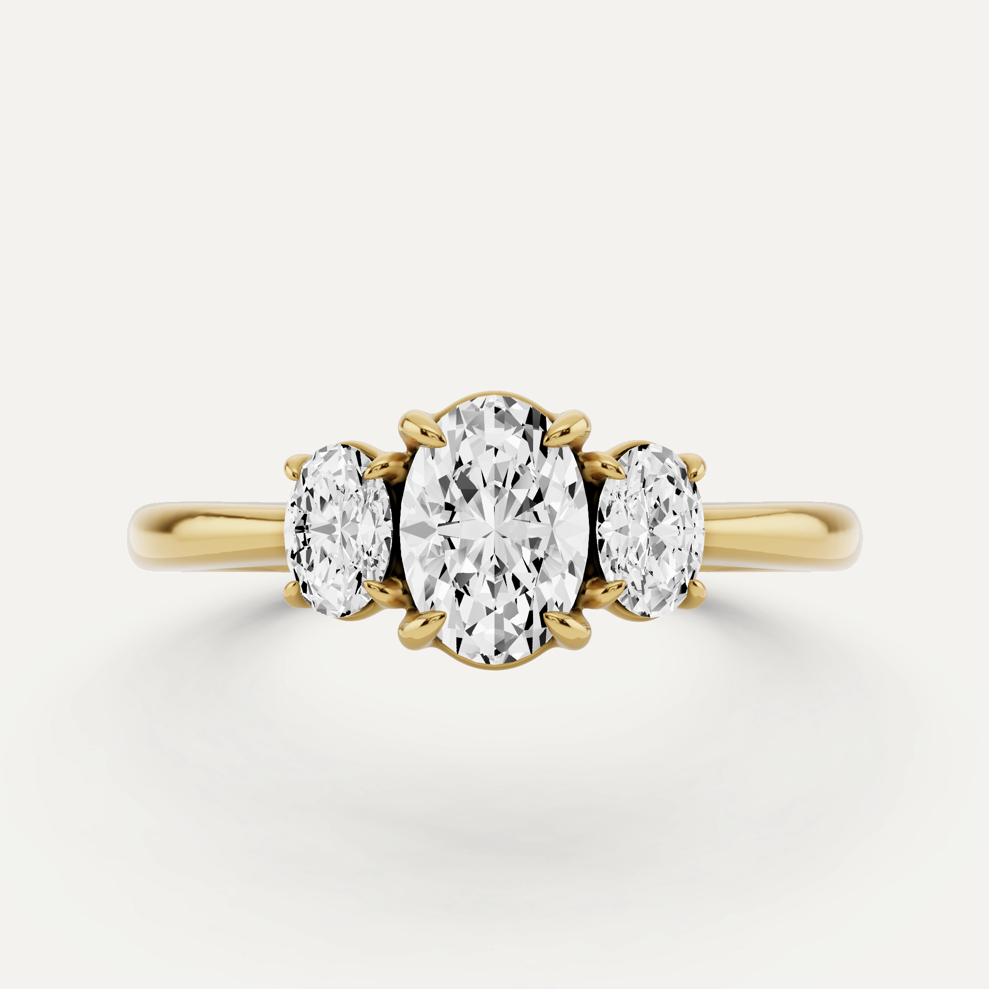 7/8 ctw Oval  Diamond Three Stone Engagement Ring Gloss Layer Minimalist Charm