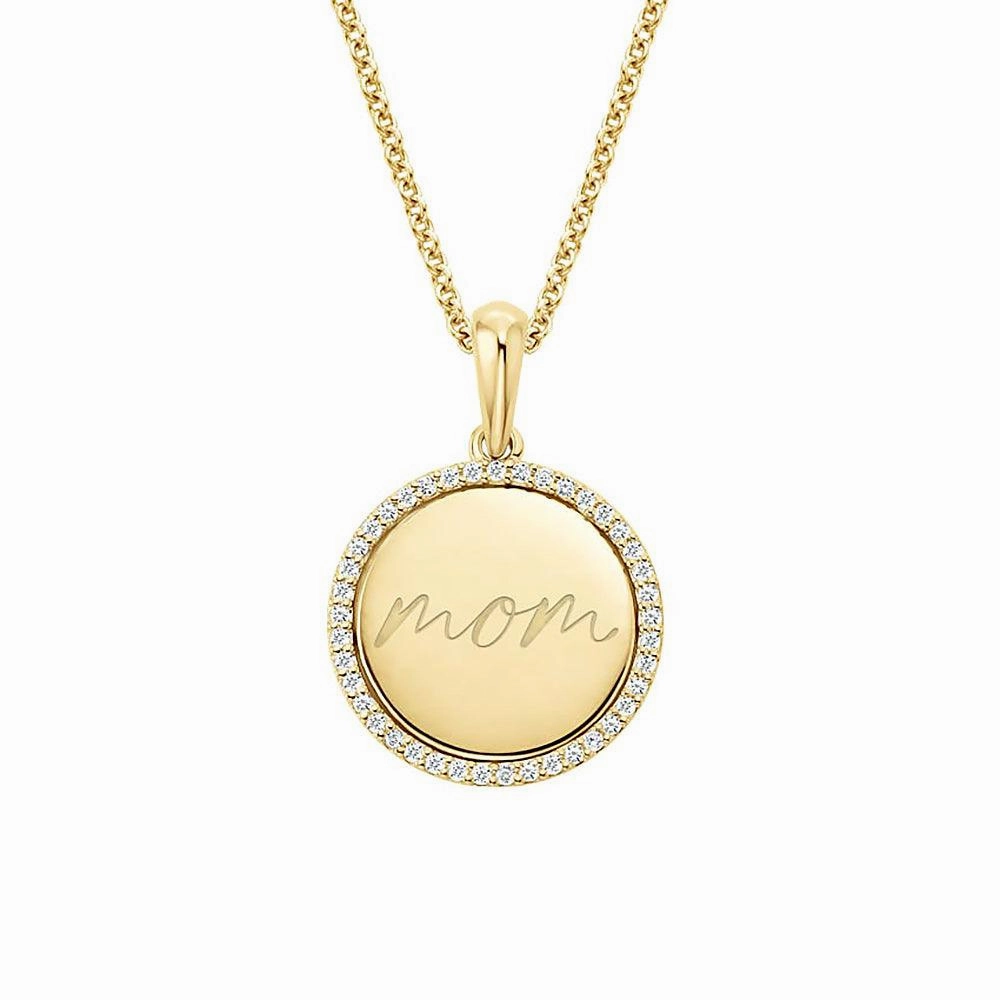 Wonderful Design Antique Piece Engravable Mom Disc Moissanite Pendant Necklace