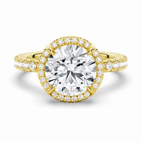 Party Ready Half Eternity Round Cut Moissanite Halo Engagement Ring
