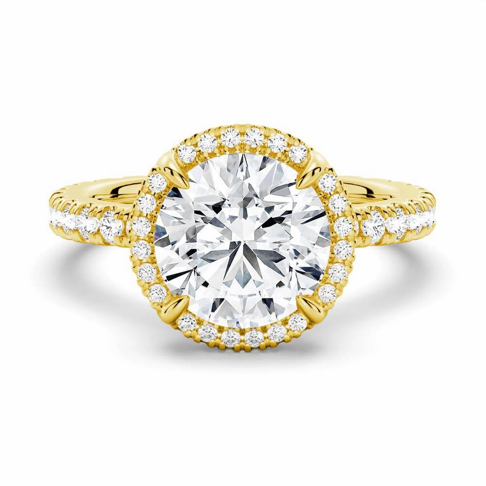 High-Quality Design Actual Piece Half Eternity Round Cut Moissanite Halo Engagement Ring