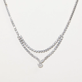 Sharp Silhouette Effortless Shine 18k Mixed Cut Diamond Encrusted Layered Necklace | 2.11ct | 16"