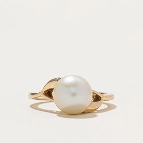 Solitaire Pearl Bypass Ring | SZ 6.25 Artisan Piece Classic Pairing