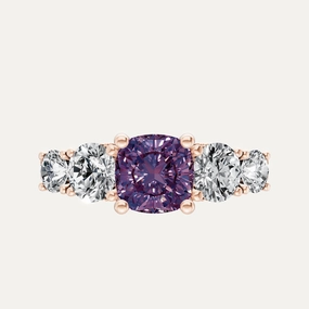 2 1/4 ctw Cushion Created Alexandrite Graduated Side Stone Engagement Ring Chic Gift Feminine Finish