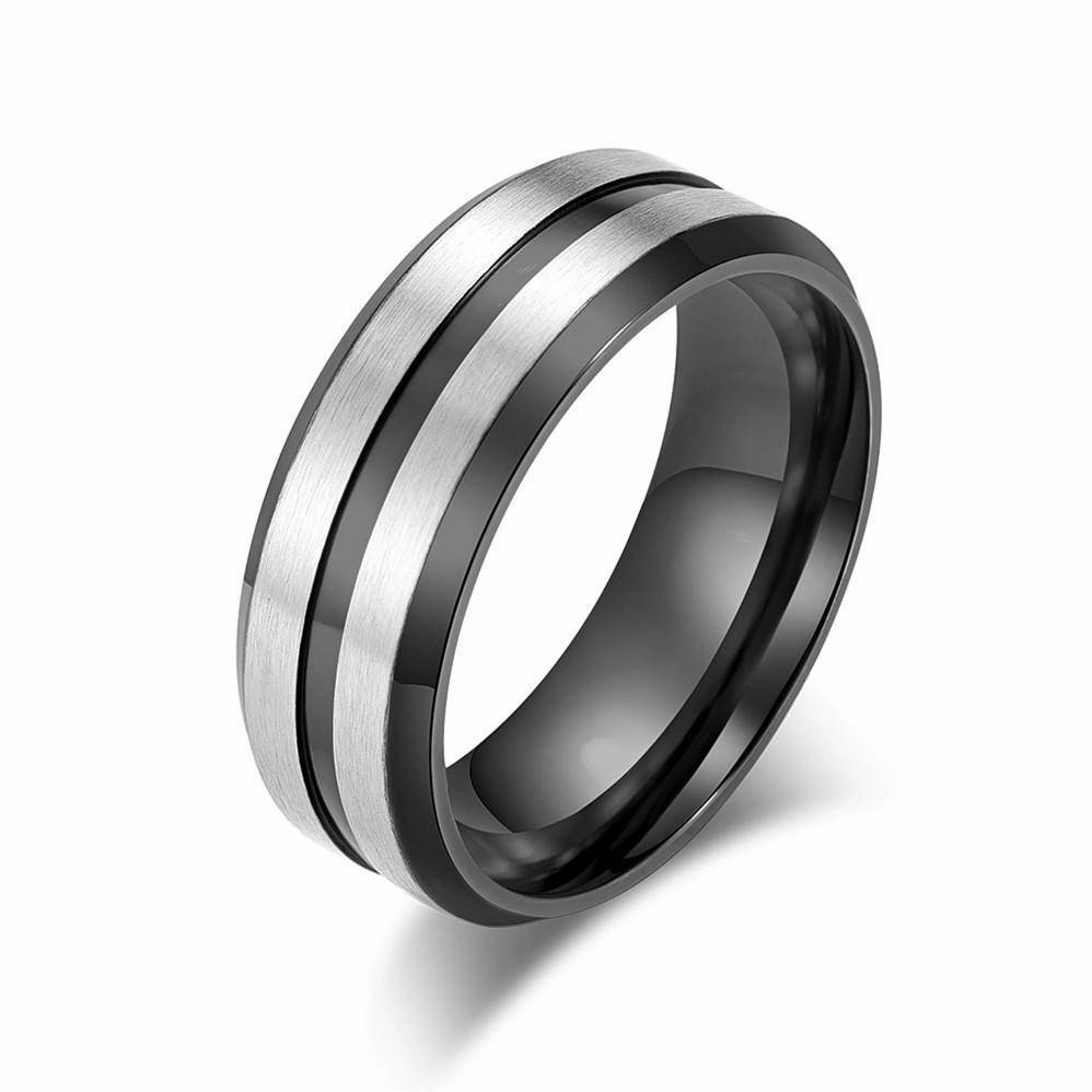 Louily Two Tone Stainless Steel Brushed Plating Men's Wide Wedding Band Simple Texture
