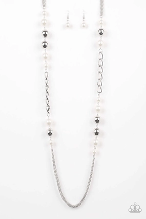 Exclusive Present Fair Trade Adornment Paparazzi Accessories ? Uptown Talker - White Necklace?Flat Rate Ship $4.50?