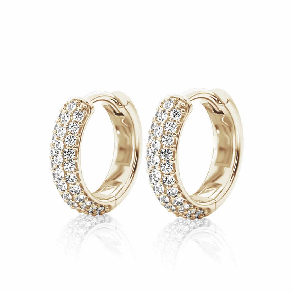 Minimalist Ornament Festive Decoration Round Three Row Pave Hoop Earrings Pav?? Moissanite Hoop Earrings
