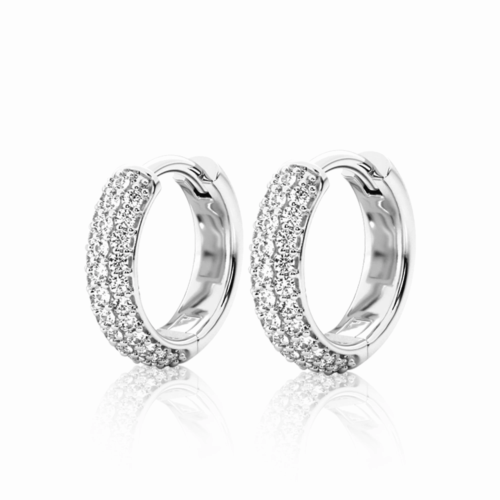 Round Three Row Pave Hoop Earrings Pav?? Moissanite Hoop Earrings Lightweight Ornament Elegant Appearance