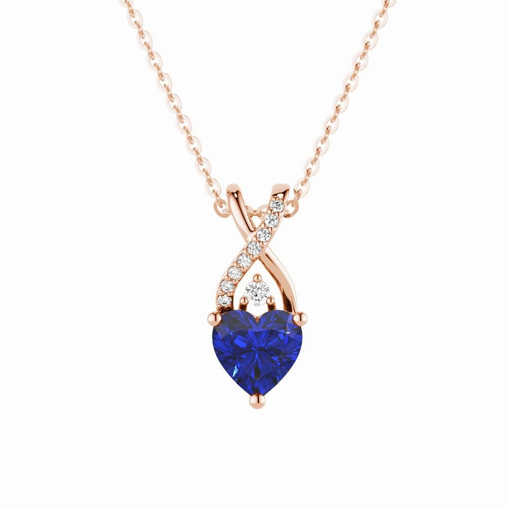 1.16 CT. Solitaire Heart Sapphire and White Sapphire Pendant Seasonal Style