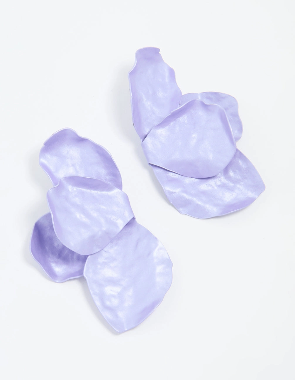 Stunning Feature Attractive Decor Gold Purple Coated Metal Flower Petal Drop Earrings