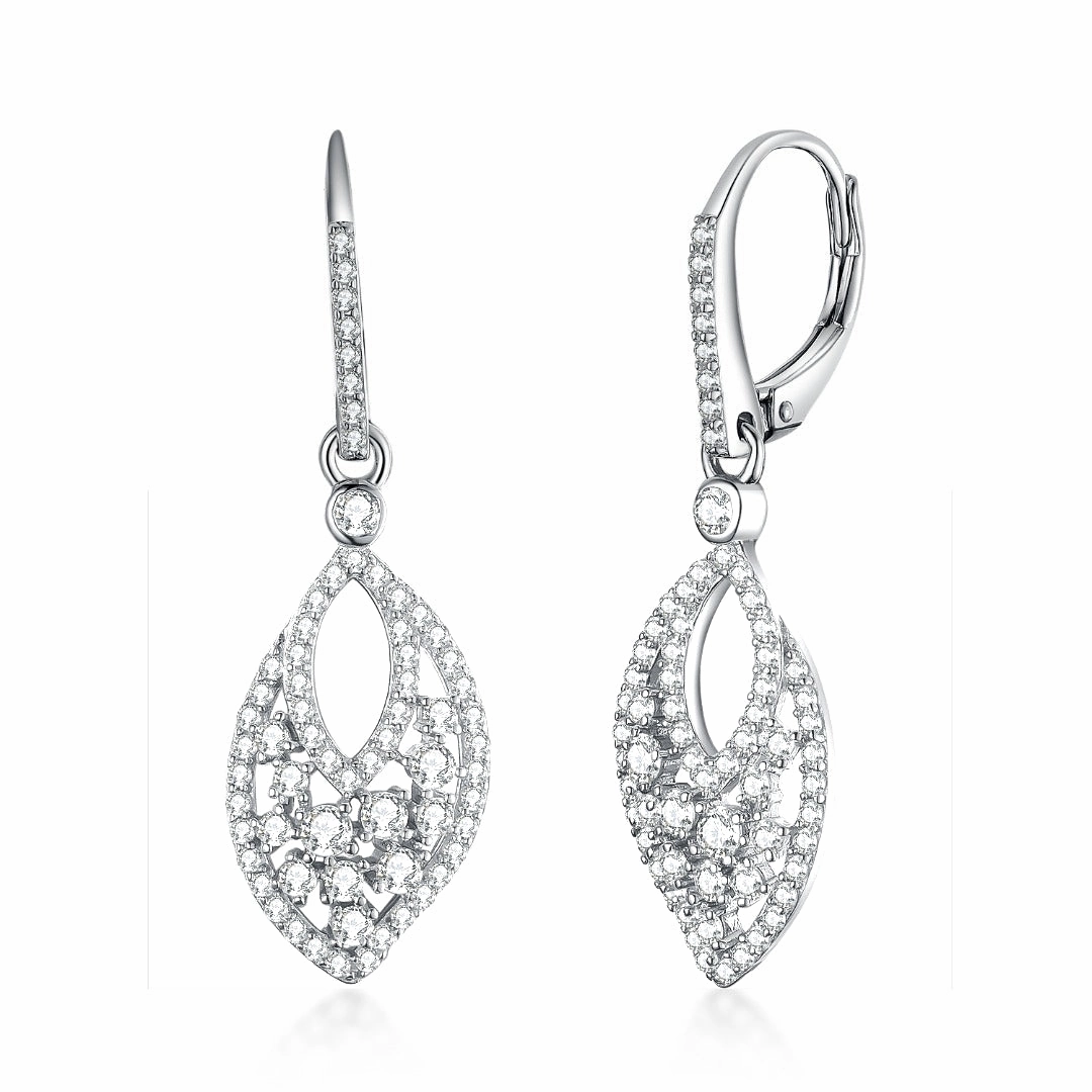 Magnificent Accessory Sterling Silver Fancy Small Dangling Micropave Earrings