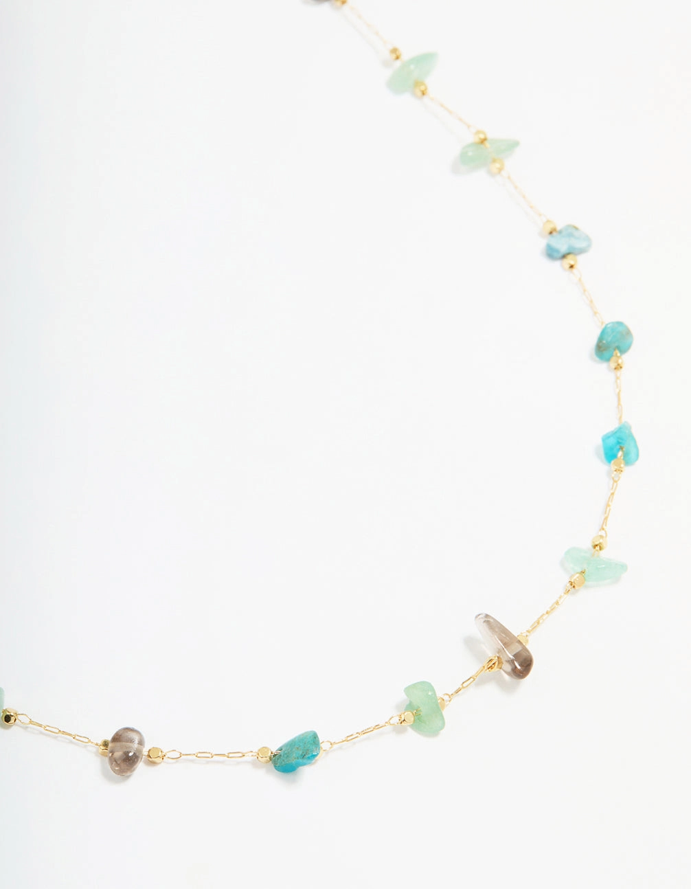 Business casual Gold Plated Semi Precious Stones Station Necklace