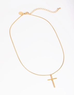 Seasonal Adornment Attractive item Waterproof Gold Plated Stainless Steel Cross Necklace