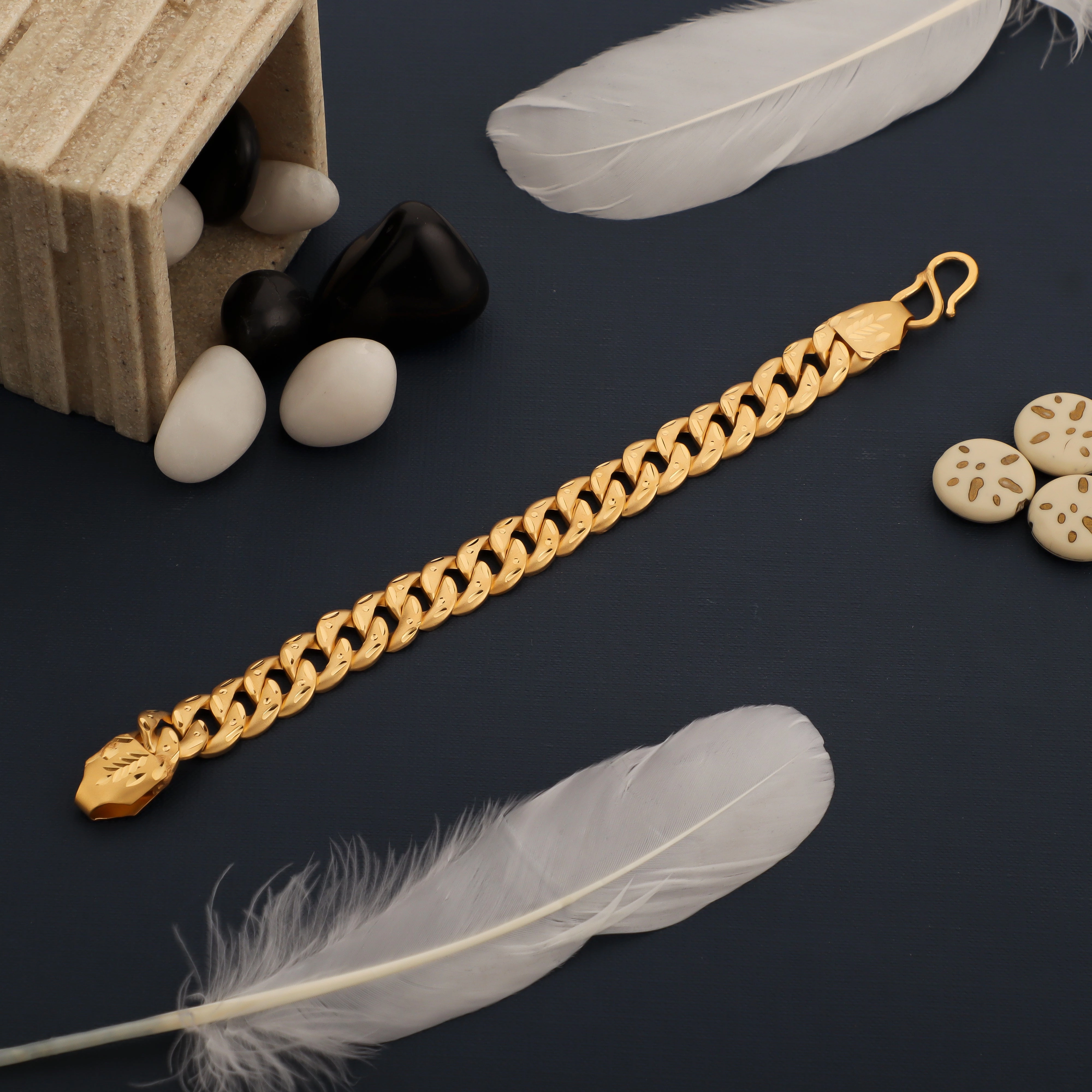 Borderless Recognition Textured Surfaces FreeMen 22K Atta Gold Plating Bracelet (6 Month warranty) FMGA007