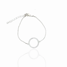 Lucky Combinations Sterling Silver Medium CZ Circle Bracelet