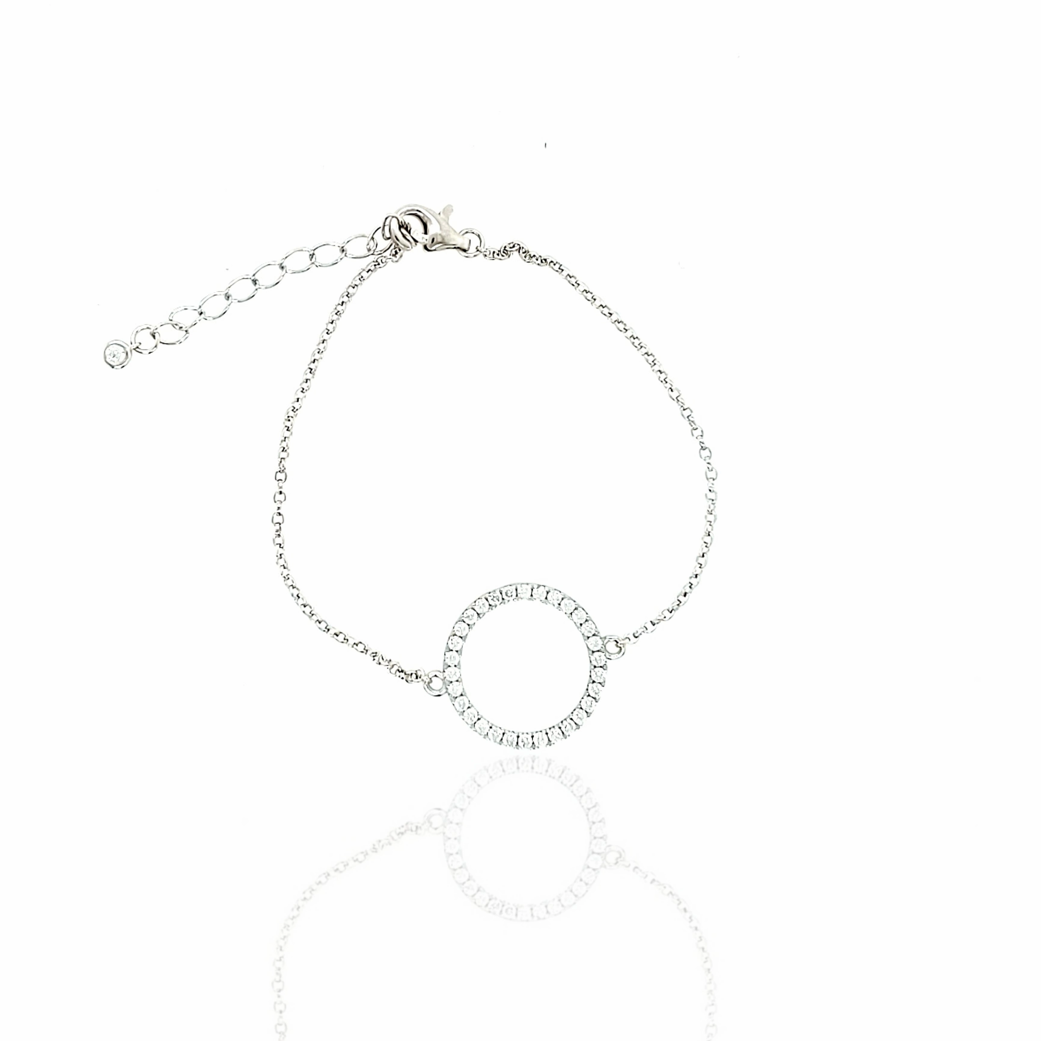 Lucky Combinations Sterling Silver Medium CZ Circle Bracelet