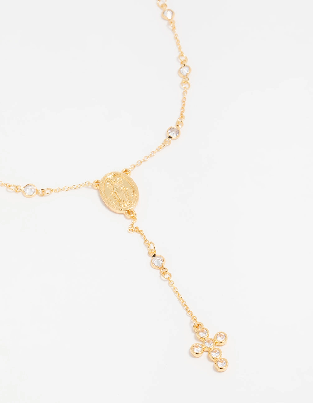 Gold Plated Cubic Zirconia Cross Y-Necklace Romantic Style Classic Item