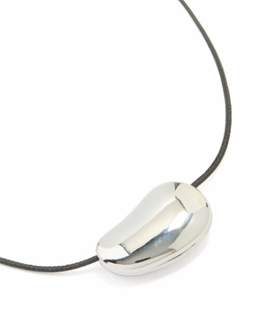Silver Pebble Cord Medium Pendant Necklace Ideal Item Effortless Elegance