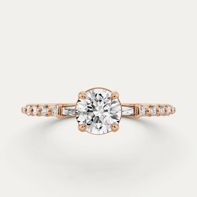 Polished Piece Radiant Craftwork 2/3 ctw Round Diamond Baguette Sides Side Stone Engagement Ring