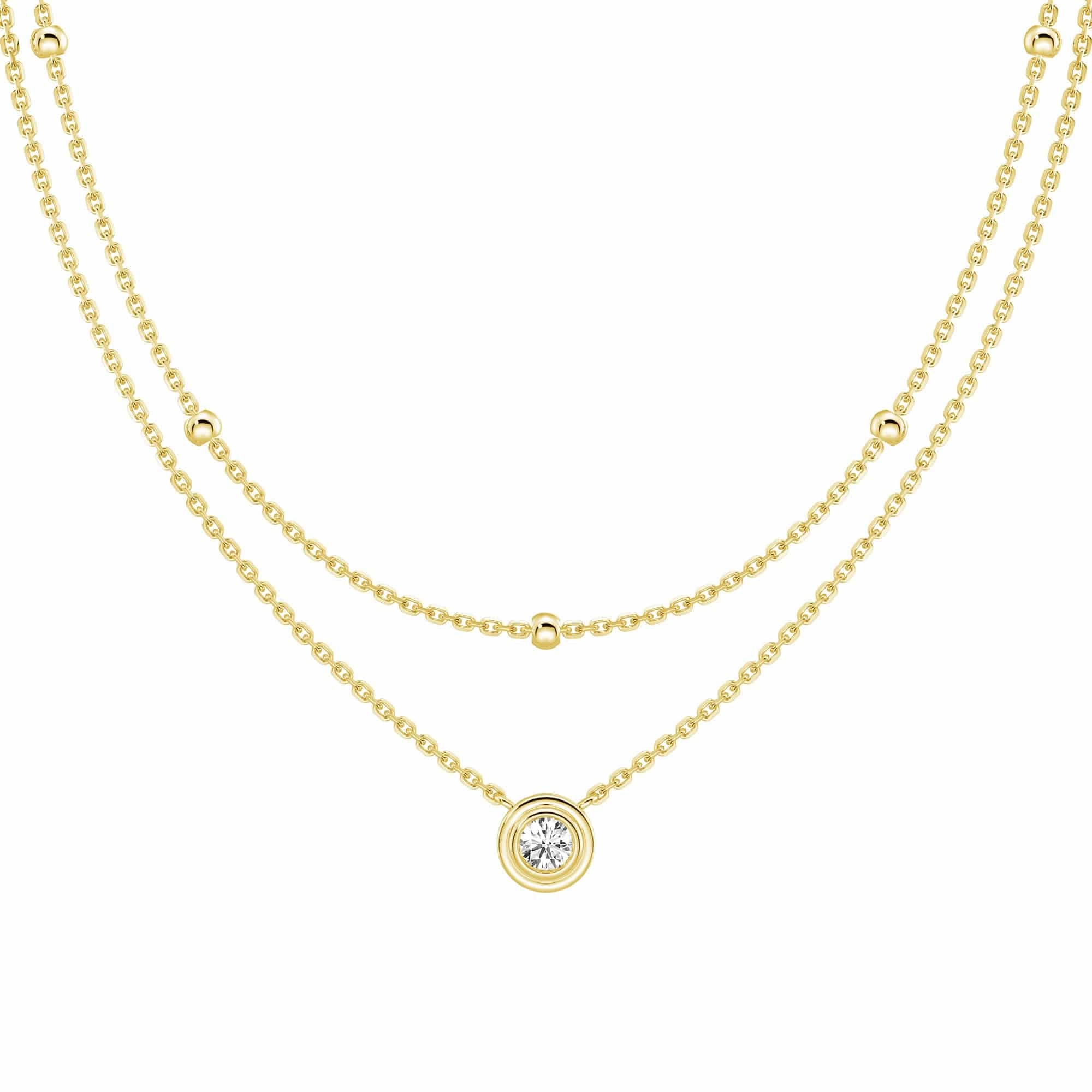 Layered Round Lab Grown Diamond Necklace Pretty Adornment Effortless Gift