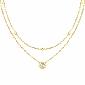 Layered Round Lab Grown Diamond Necklace Pretty Adornment Effortless Gift