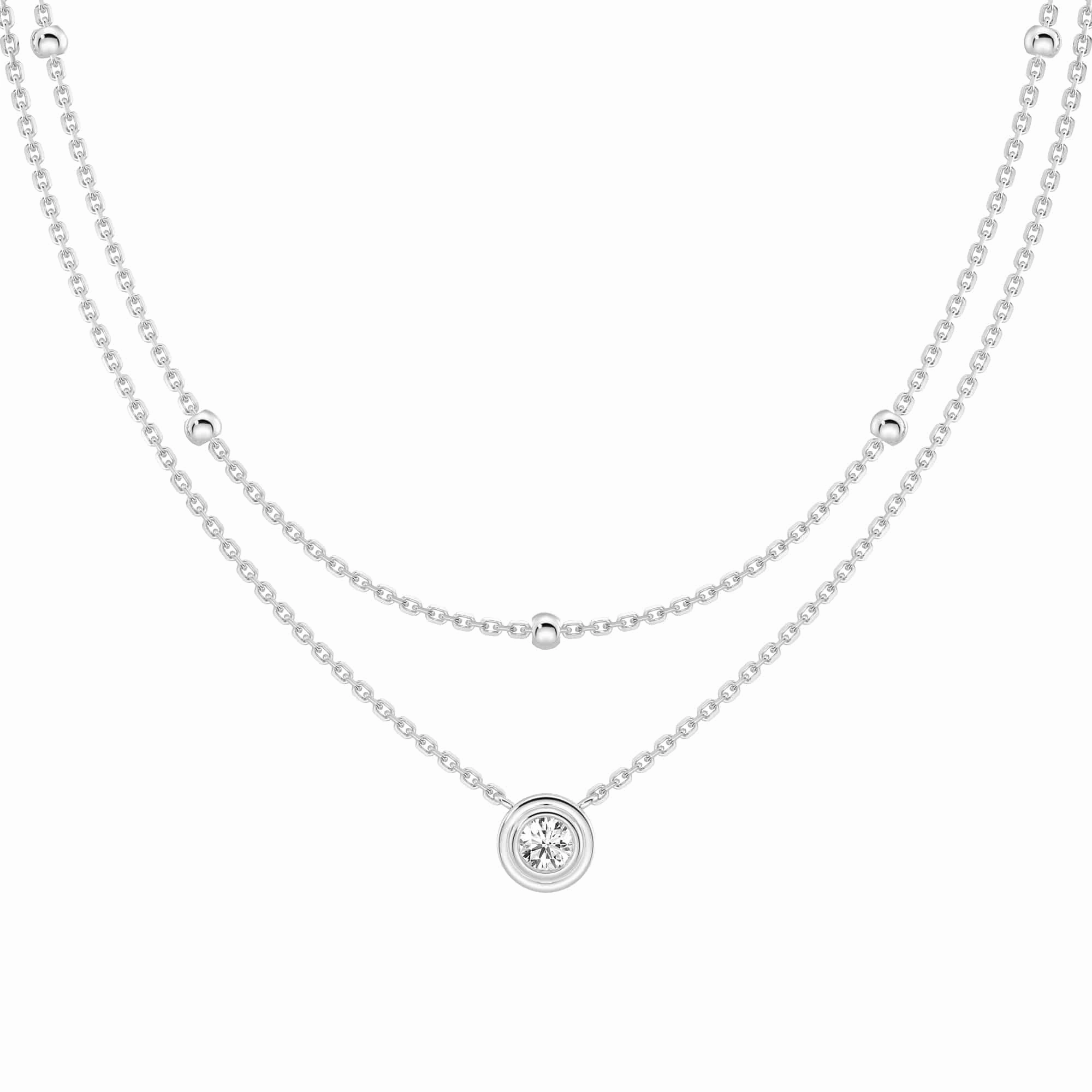 Layered Round Lab Grown Diamond Necklace Vlogger Piece