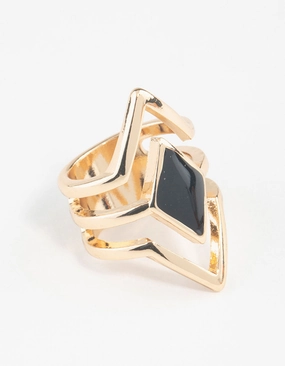 Gold Diamond Shape Ring Amazing Ornament