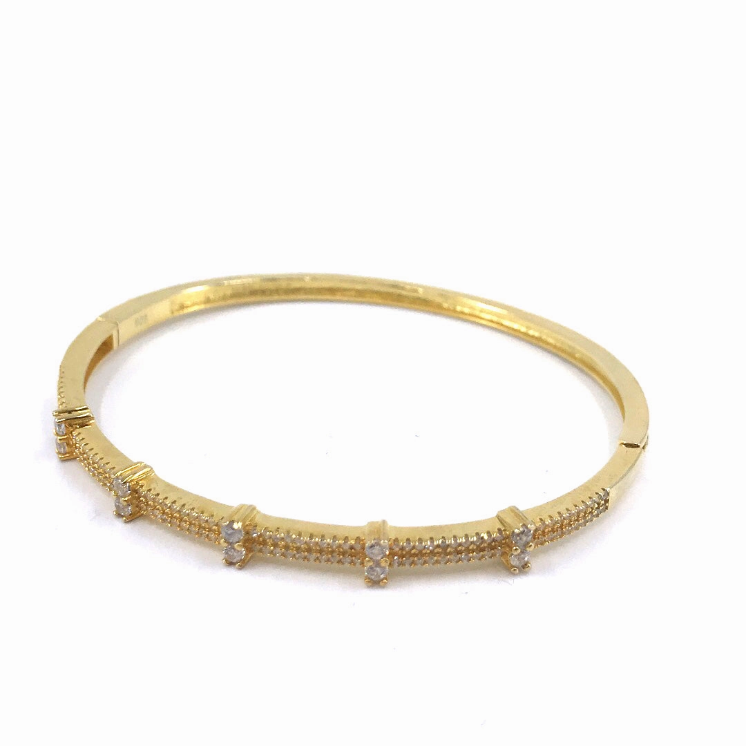 Multiple Composites Rhodium / Gold / Rose Gold Plated Sterling Silver with Bars Bangle Bracelet