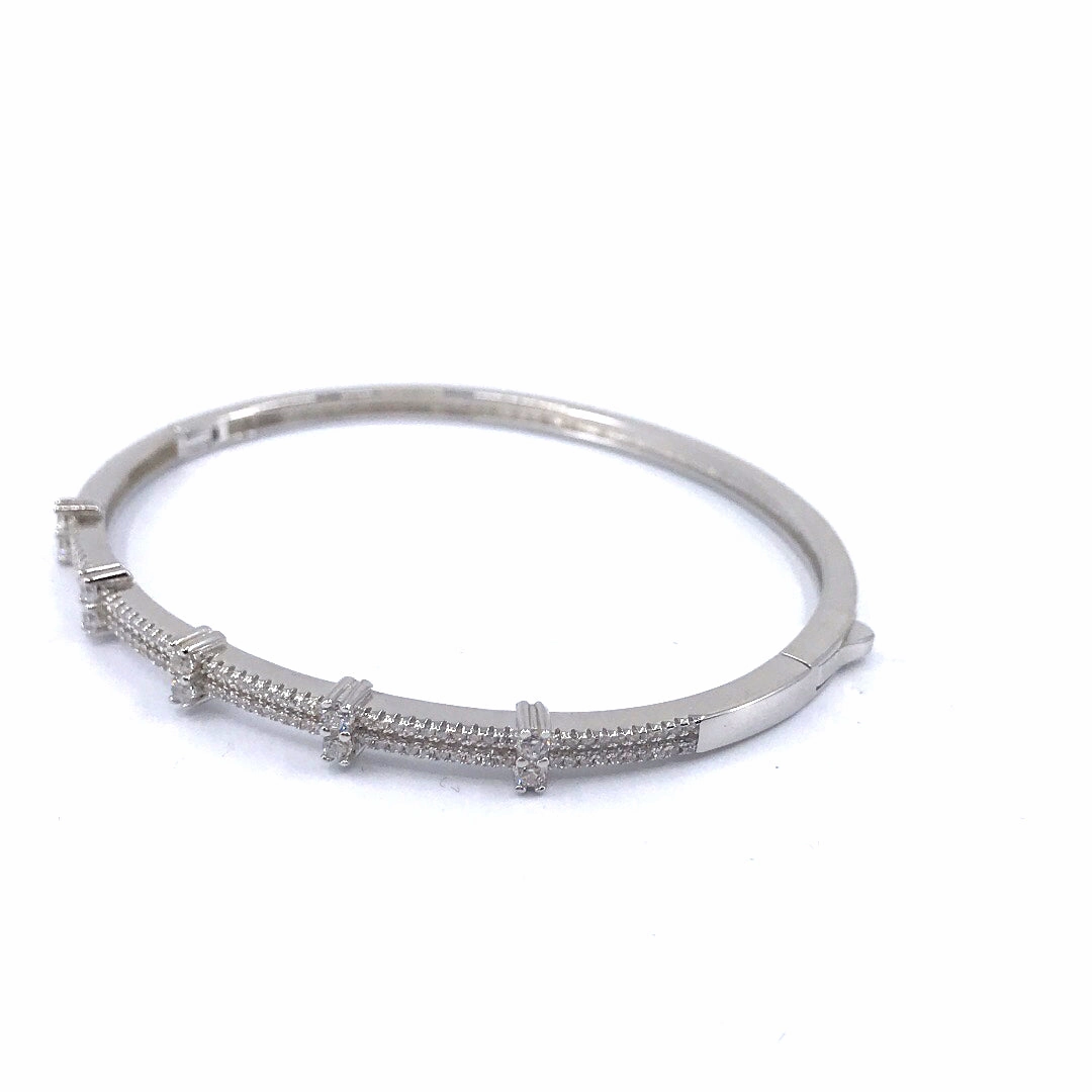 Bright Amalgamations Rhodium / Gold / Rose Gold Plated Sterling Silver with Bars Bangle Bracelet