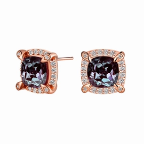 Substantial Embellishment 4 Ctw Cushion Cut Alexandrite Moissanite Pave Stud Earrings