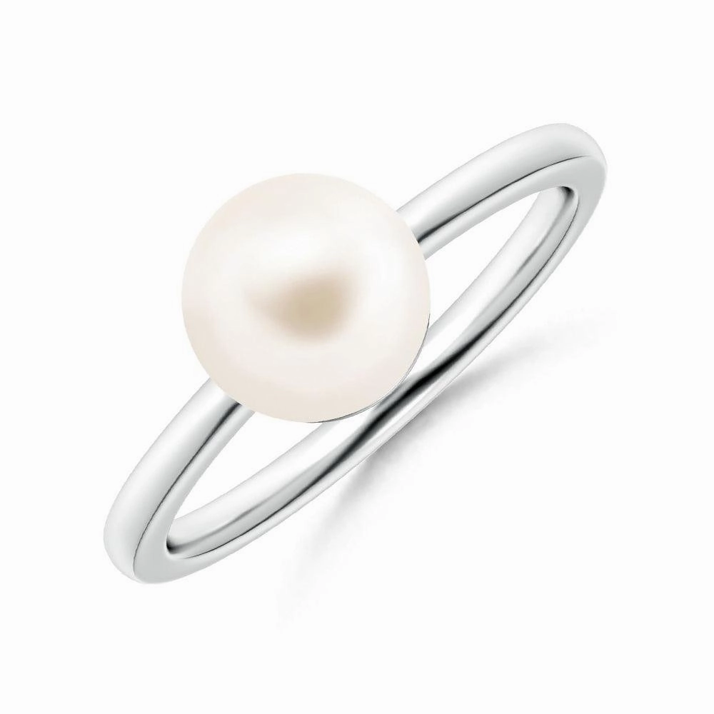 8mm Classic Freshwater Cultured Pearl Solitaire Ring Luxury Emblem Gift Choice