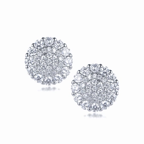 Sterling Silver Round CZ Micropave Stud Earrings Big Accessory