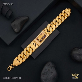 Tradition Honored Joyful Accent Meldi Maa AD Box with Pokel Gold Plated Bracelet  for Men - FMGB438