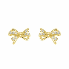 Filigree Bow Edge Moissanite Diamond  Stud Earrings Night Accent Modern Style