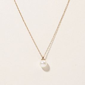 Date night Flawless Accent Pearl Pendant Necklace | 16"|