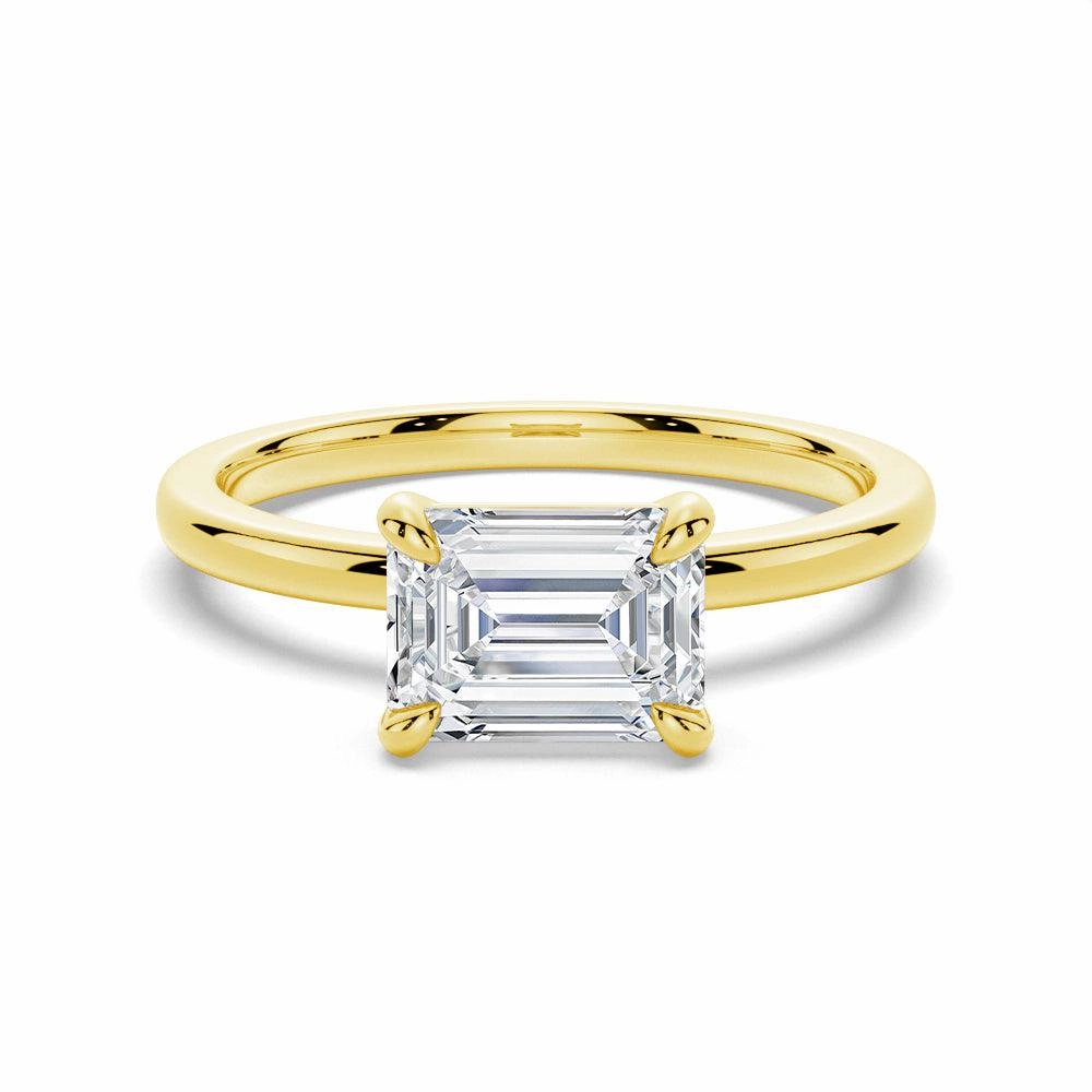 Unique Decoration Sentimental Piece East West Emerald Cut Solitaire Engagement Ring