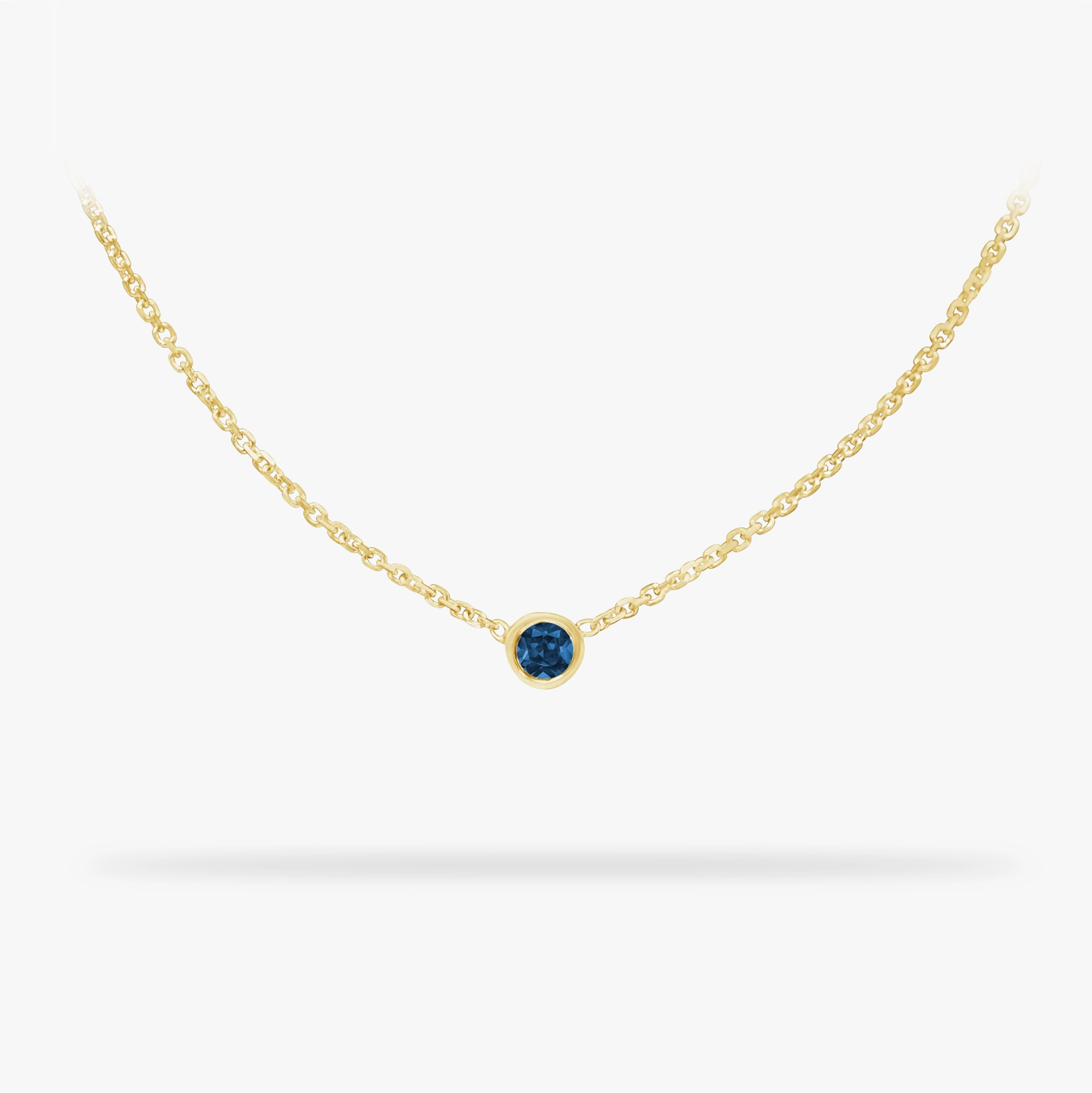 Timeless Wardrobe Birthstone Necklace September- Sapphire 14K Gold Necklace