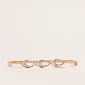 18k Yellow Gold Openwork Diamond Bangle | 0.14ctw | 5.75" Clear Style