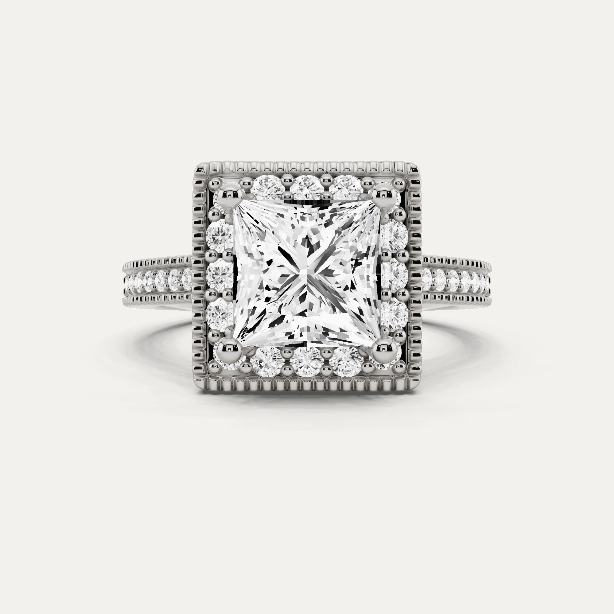 2 3/8 ctw Princess Diamond Side Stone Engagement Ring Timeless Glam Golden Accent