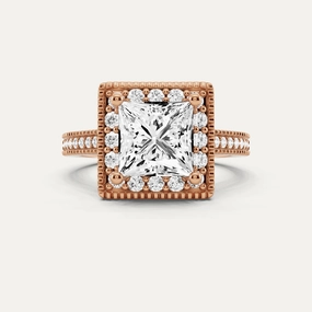 unique touch 2 3/8 ctw Princess Diamond Side Stone Engagement Ring