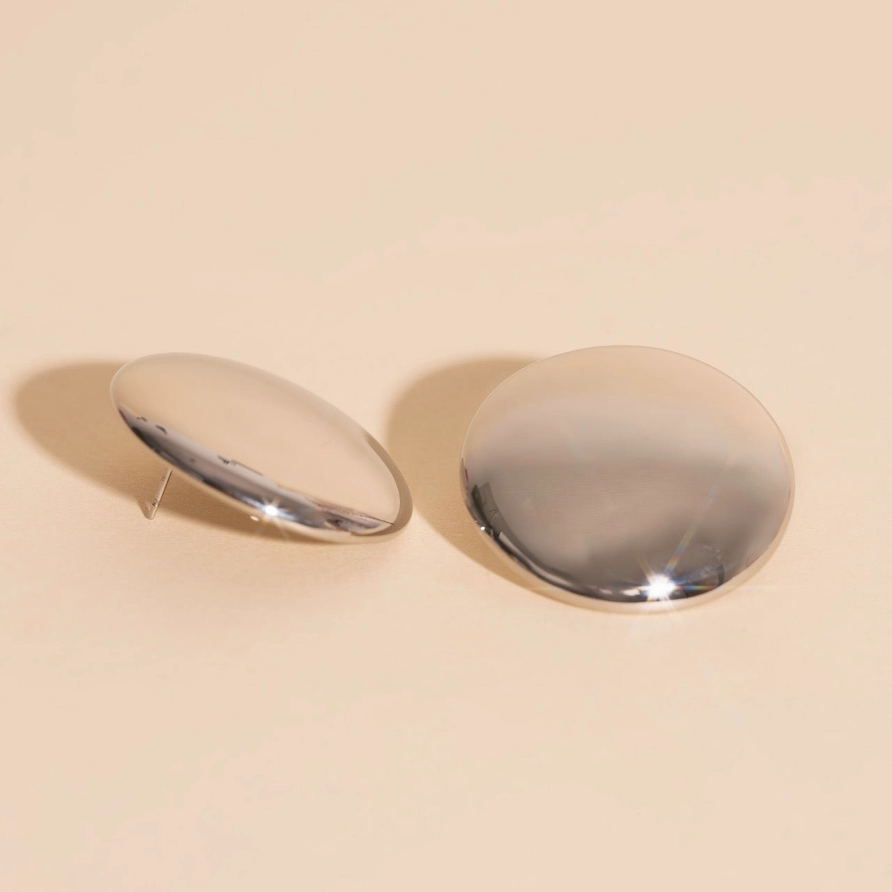 Jumbo Button Stud Earrings Outdoor Light Graceful Design