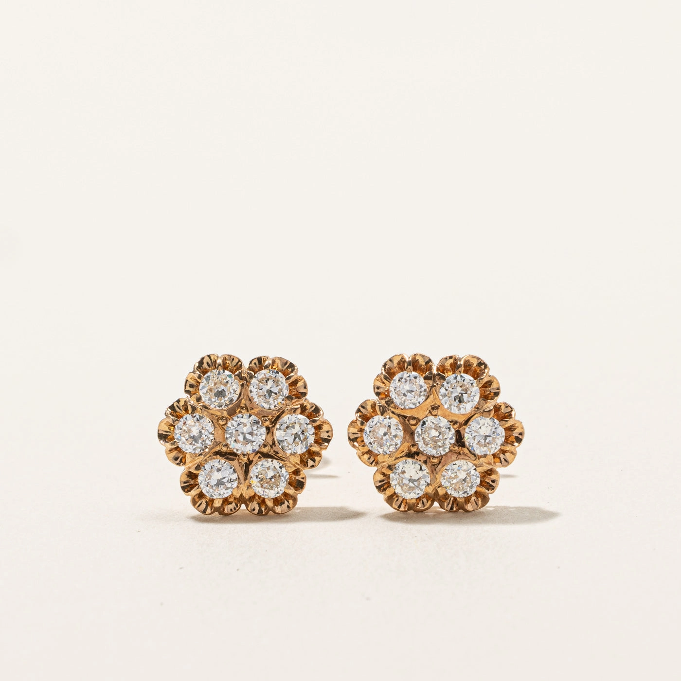 Victorian Cluster Set Old European Diamond Earrings | 2.10ctw VS1/2 G/H | youth choice Romantic Finish